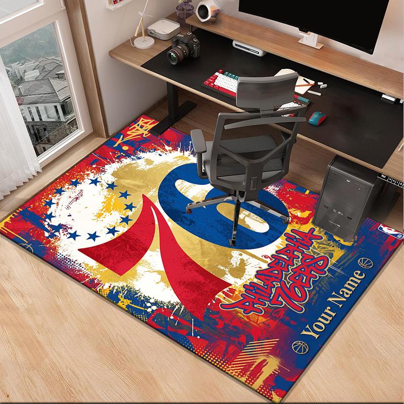 Custom Name76ers Basketball Team Carpet, Indoor Rug, Chair Rug, Living Rooms, Doormat Made From Polyester Home Decor Birthday Christmas Gifts