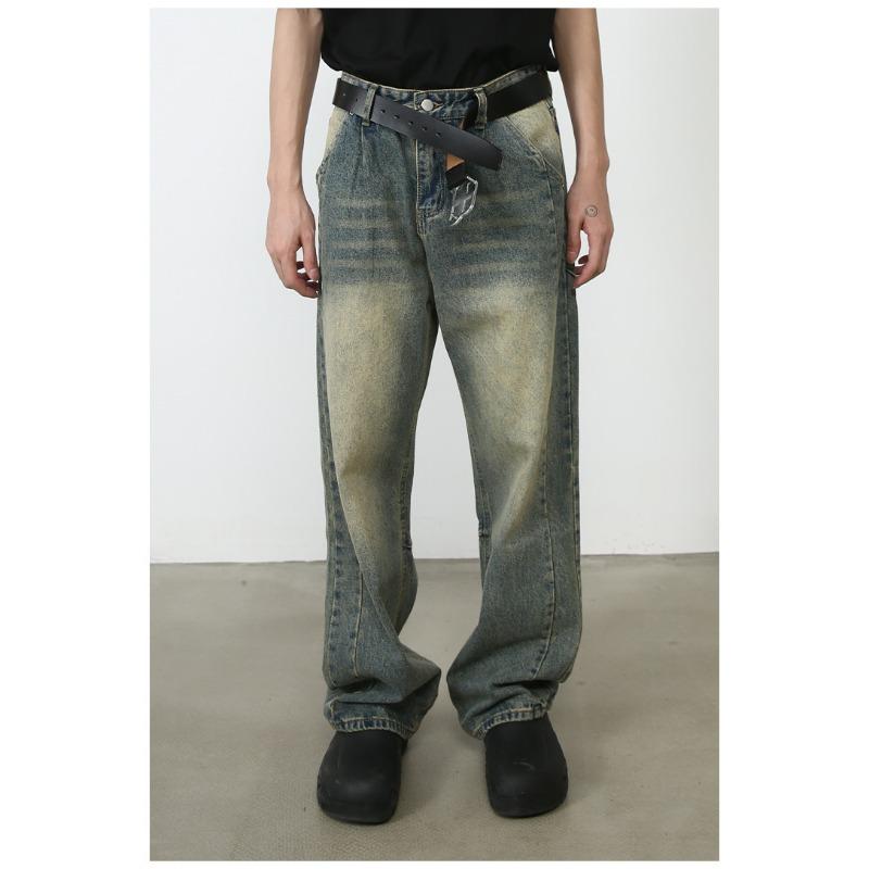 Vintage Straight Jeans Men's High-order Loose Wide-legged Pants Trailing Long Pants Straight Loose Jeans for Men Fashionable and Comfortable Pants