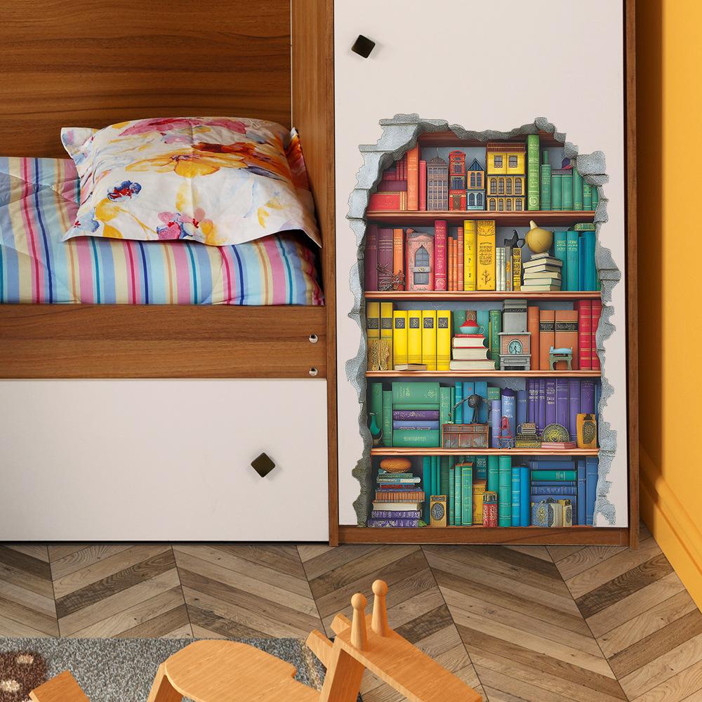 Bibliothèque créative brisant les murs pour bureau, salon et stickers de décoration murale pour la maison