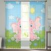 Kleine rosa Elefanten-Tüll-Vorhänge für Küche, Fenster, Wohnzimmer, moderner Voile-Vorhang, Schlafzimmer-Vorhänge