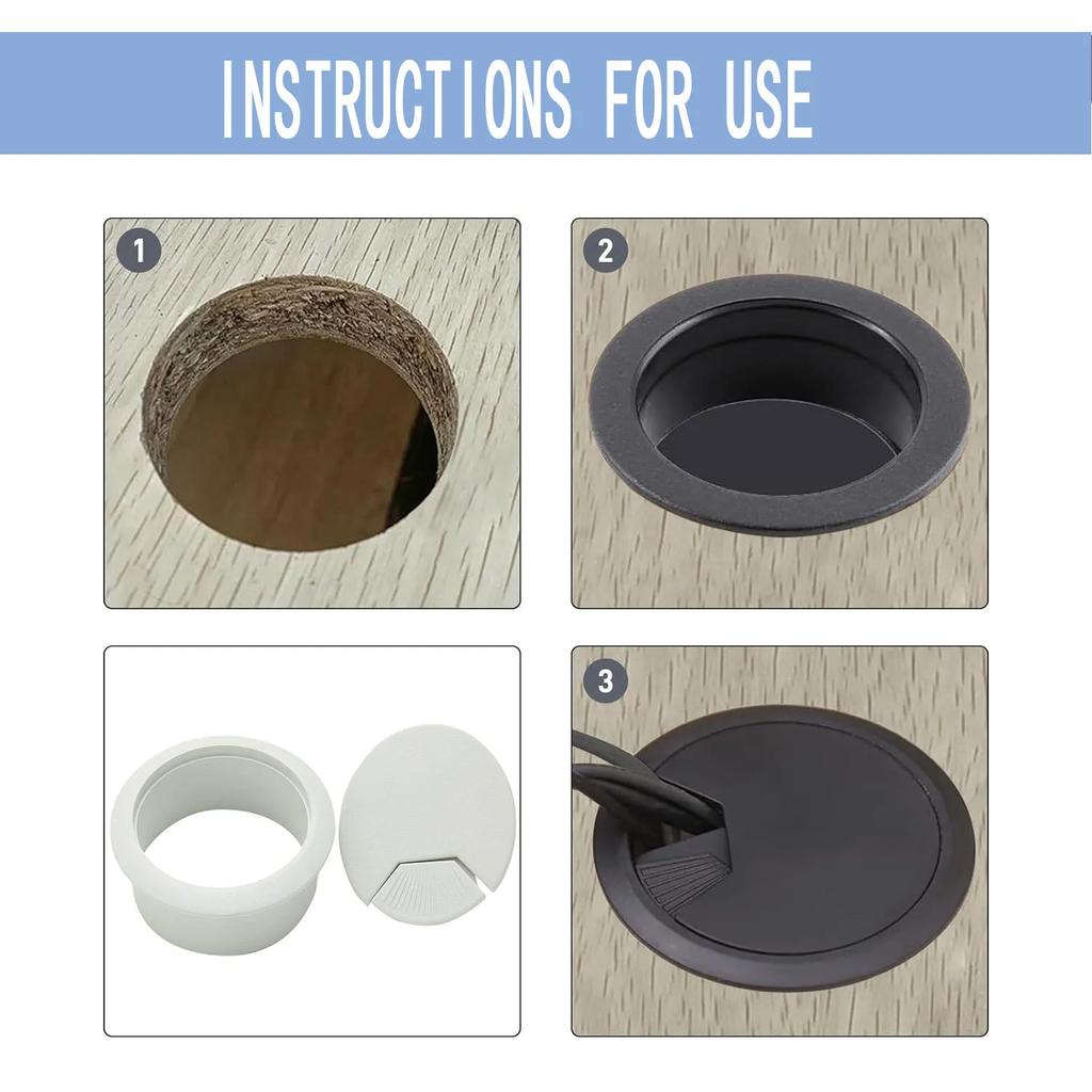 1/2/4/5pcs Desk Cord Grommet Wire Hole Cover Line Outlet Port Threading Box Cover Cable Passing Box Office Table Cable Organizer