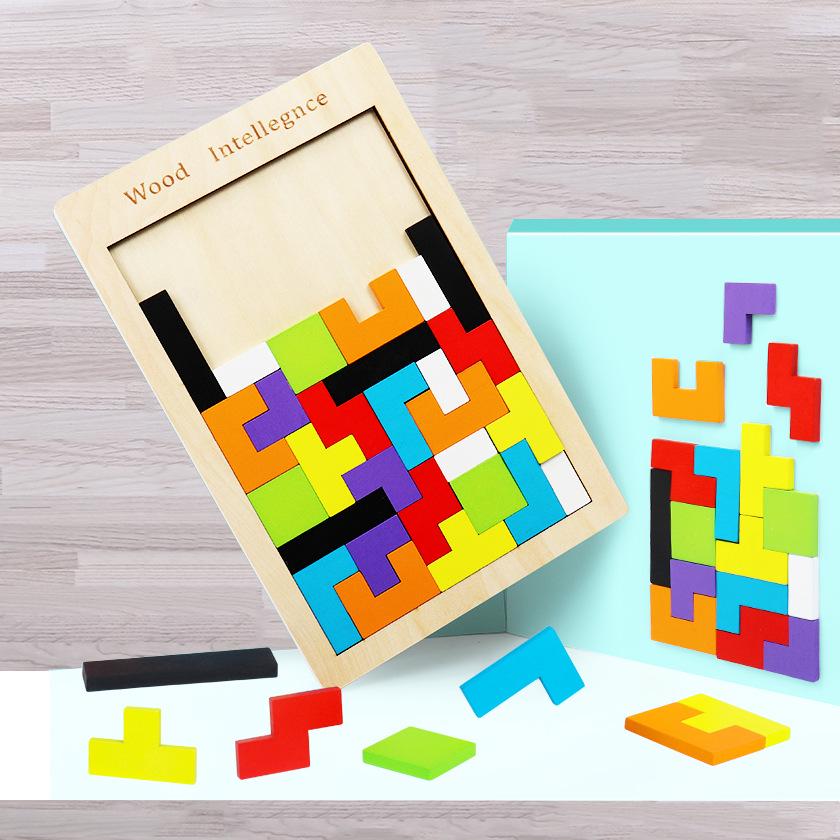 Tetris Wooden Jigsaw & Building Blocks Game - Educational Toys for Kids