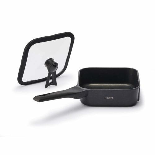 Doshisha "Sutto" Square Frying Pan, 18x6cm, All Heat Source Compatible (Gas and Induction), Black, Deep Type