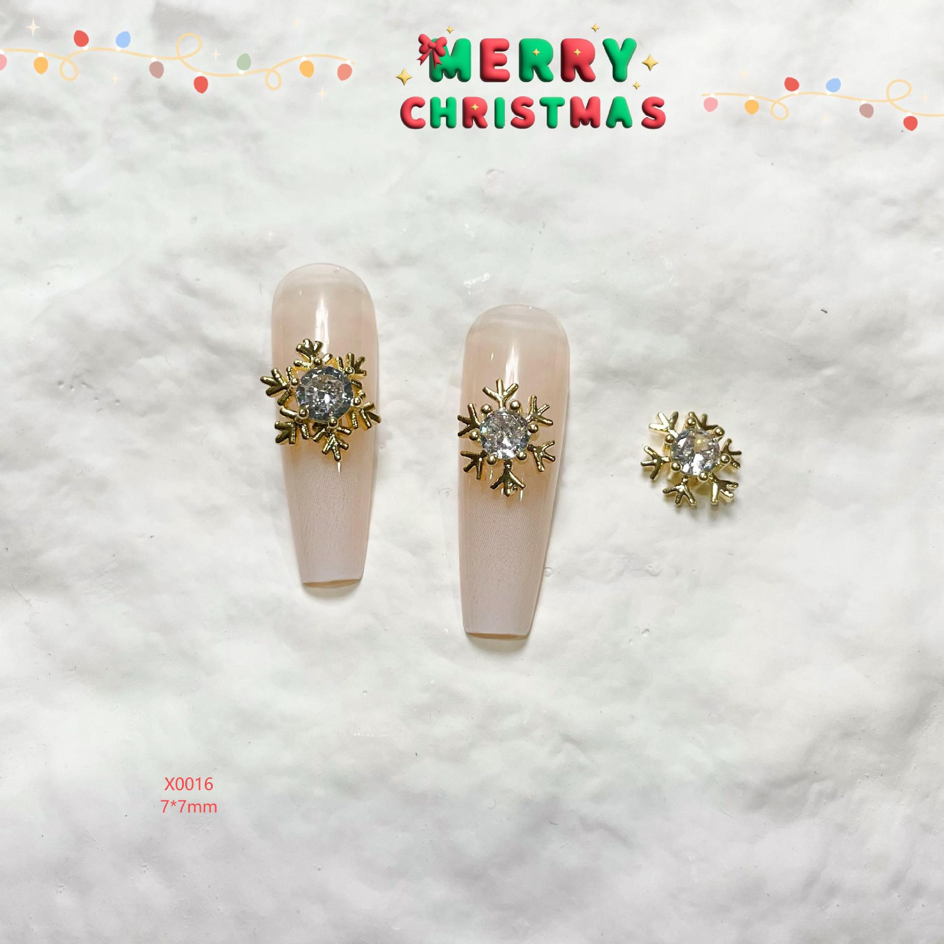 

Influencer Light Luxury Snowflake & Reindeer Sparkling Zircon Nail Rhinestones for Christmas Manicure