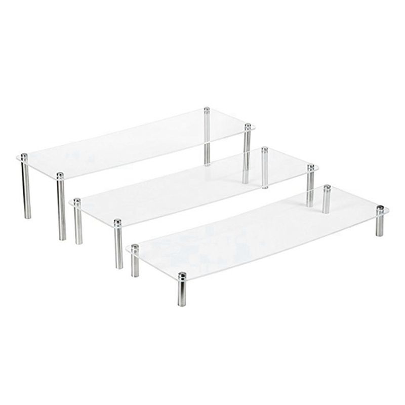 AEE4-3Piece Ladder Acrylic Cupcake Display Stand Hand Puppet Jewelry Display Stand Transparent Cosmetic Display Stand Transparen