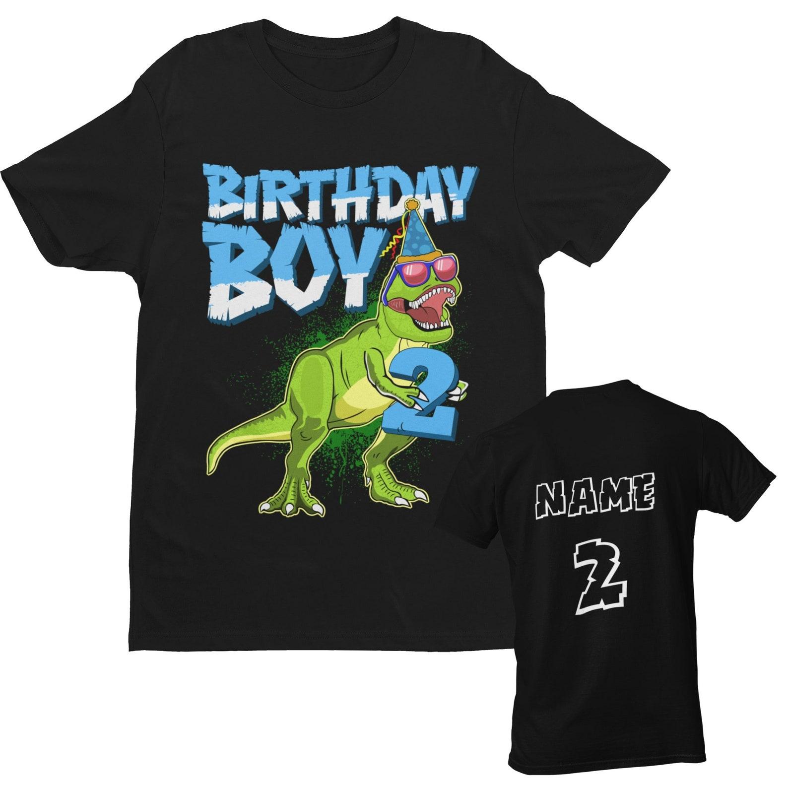Personalized 2nd Birthday Dinosaur T-Shirt: Party T-Rex Outfit 2XL