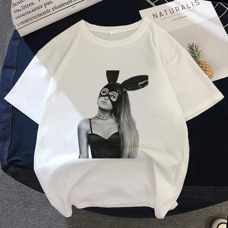 Kobiety Ariana Grande Niebezpieczna Kobieta Harajuku Koszulka Z Nadrukiem Topy Moda Letnia Koszulka Z Krótkim Rękawem Dziewczyna