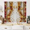 Set Of 2 Jit Golden Red Christmas Festive Curtain Decorative Privacy Polyester Holiday Home Decor Curtains Made