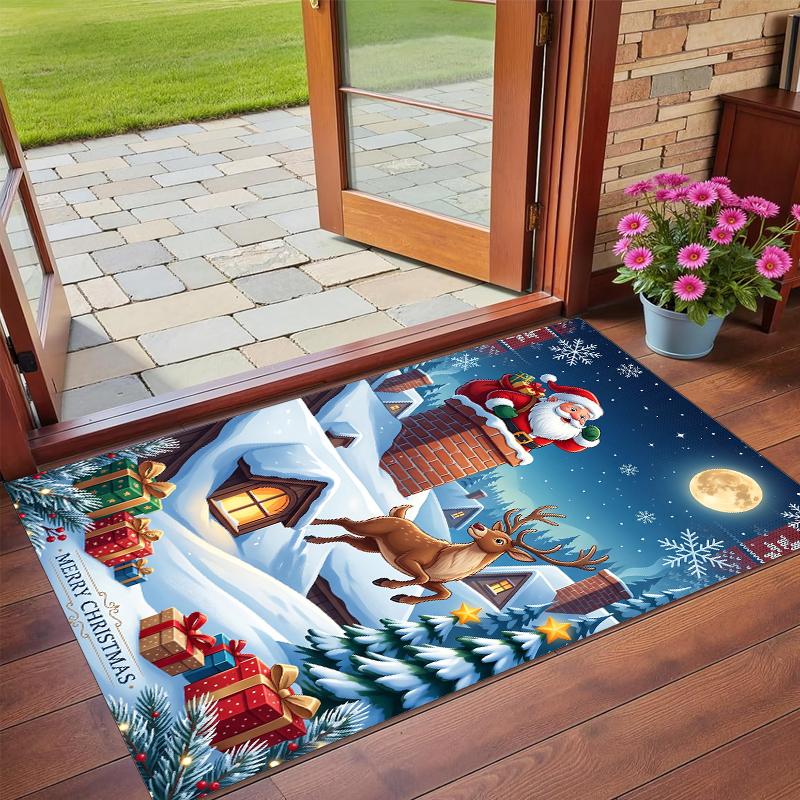 Christmas Printed Square Area Rug Soft Non Slip Floor Carpet For Bedroom Holiday Gift