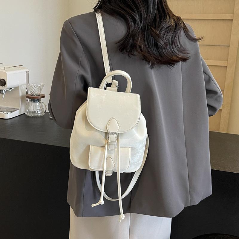 Fashion bag women's new simple retro college style backpack casual texture portable small backpack