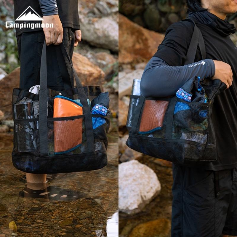 Multiple Compartment Swimming Gear Planner With Wide Padded Pulls Large Capacity Impermeable PVC Net Storage Bag For Pool Beach Travel