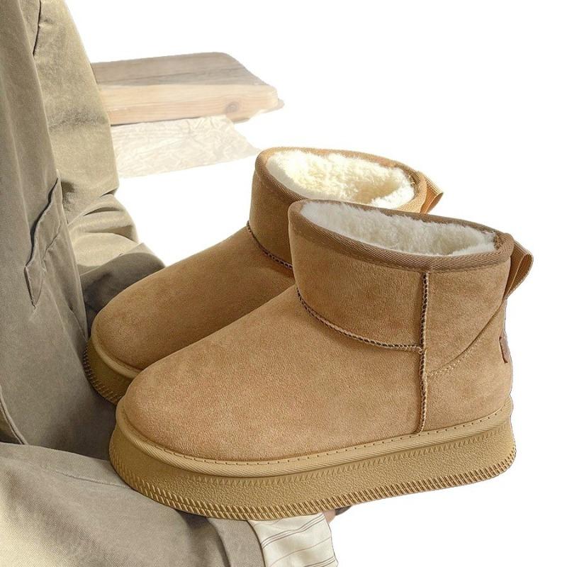New Thick-soled Snow Boots, Waterproof and Anti-slip Short Boots for Women, Fleece Cotton Shoes