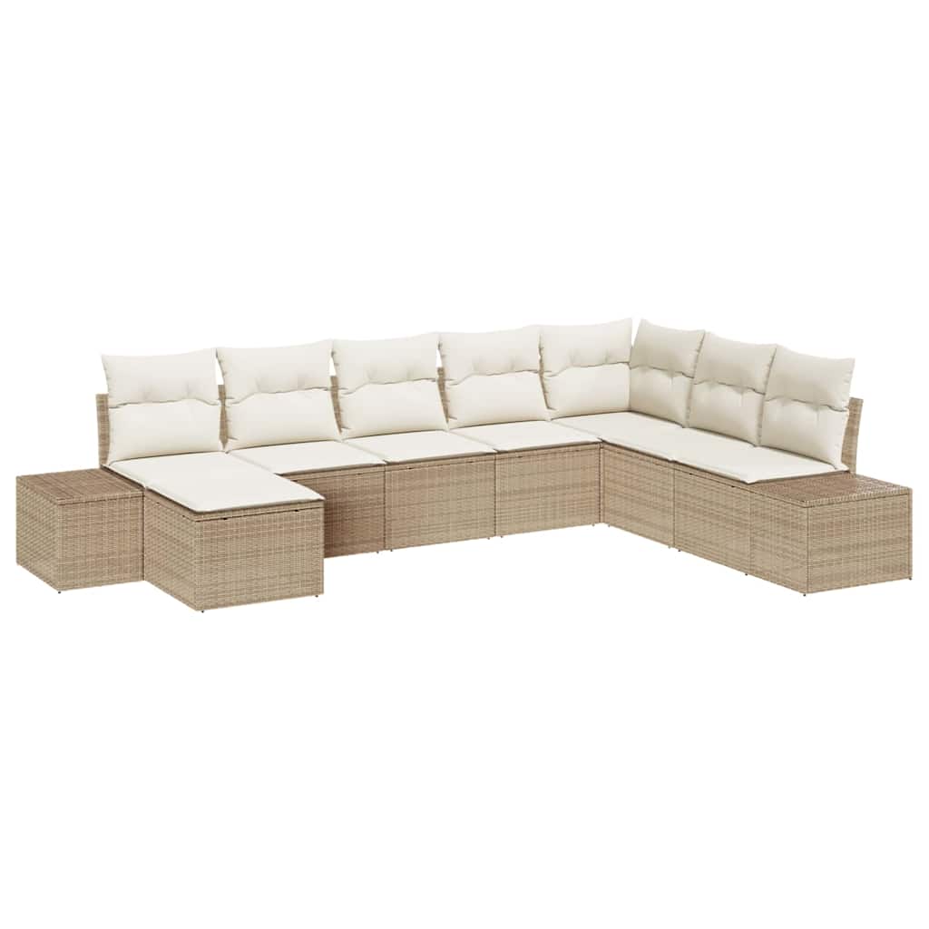 Garden Sofa Set with Cushions 8 Pcs Beige Poly Rattan