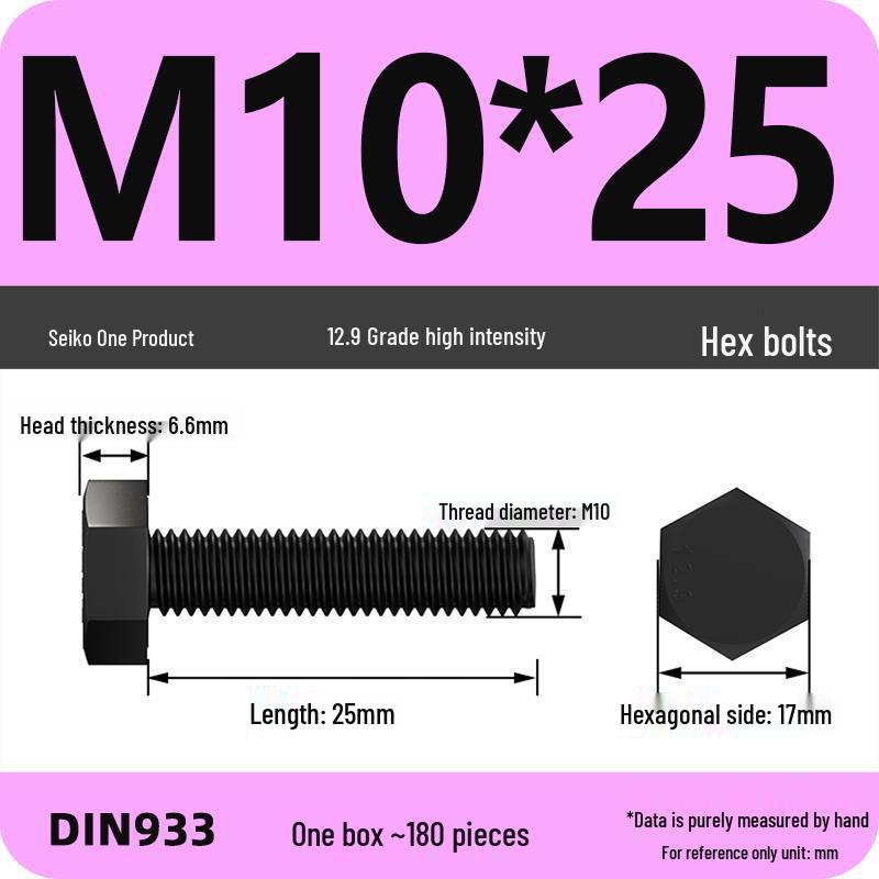 High Strength Class 12.9 Hex Bolt Set: M4-M16 Sizes