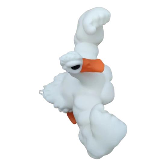 Yousheng Muscle Goose Ornament 3D Printed White Goose Figurine Statue Animal Sculpture Home Office Desktop Decoration Ornament