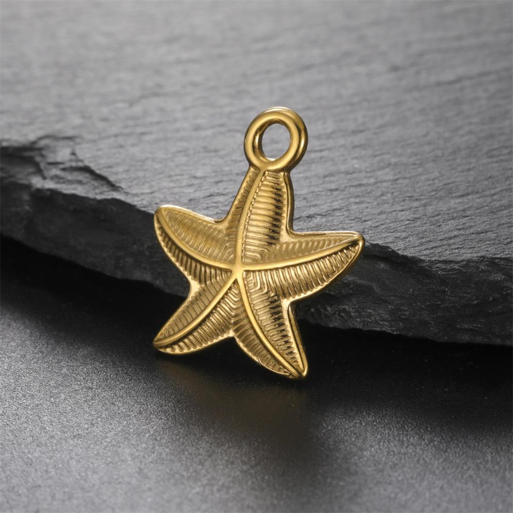 My Shape 5 Pcs Conch Starfish Coral Shell Charms Necklace Bracelet Summer Beach Stainless Steel Pendants for DIY Jewelry Making