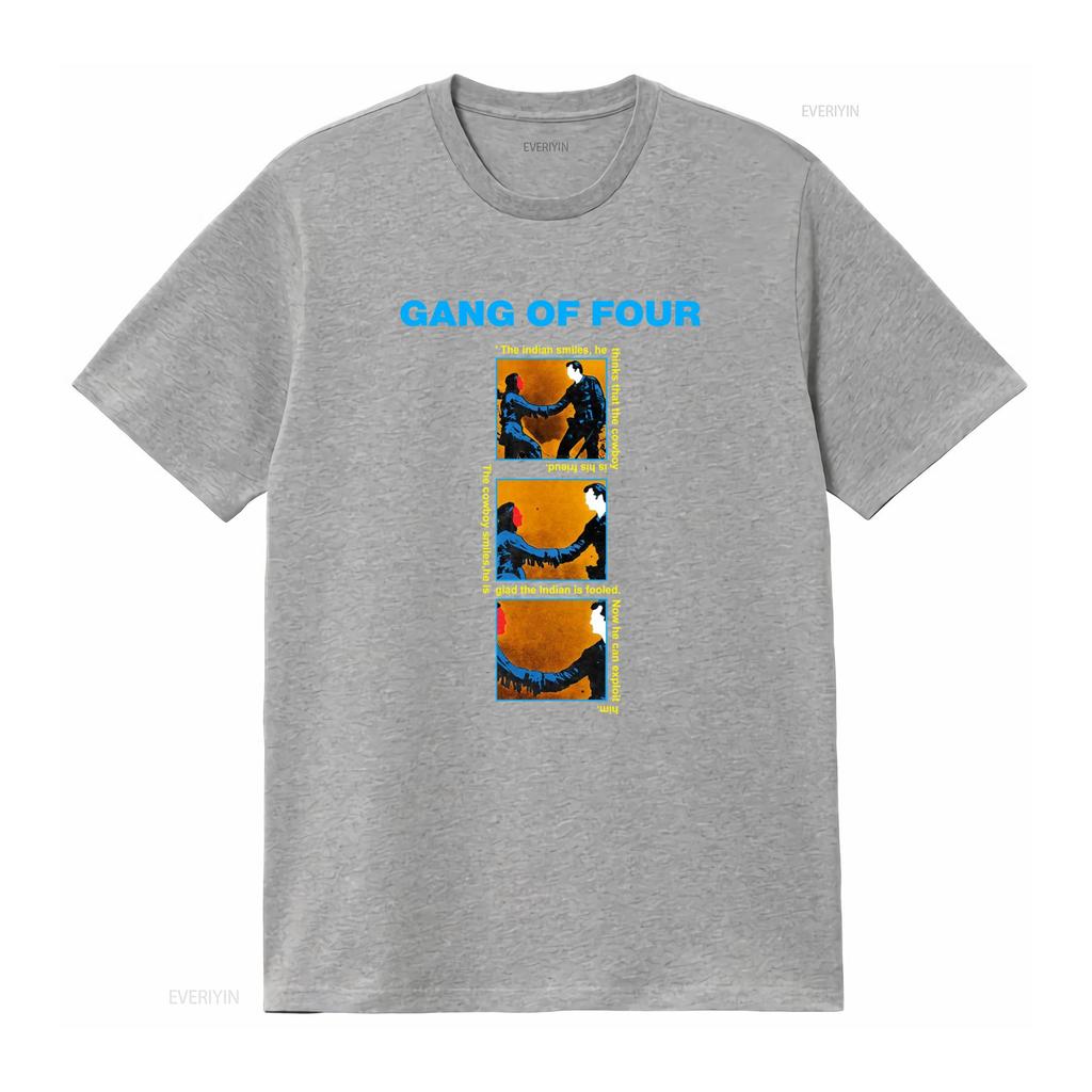 NEW POPULAR Gang of Four Entertainment English Music Logo T Shirt S 4XL with Comic Strip Print Vintage Washed Versatile
