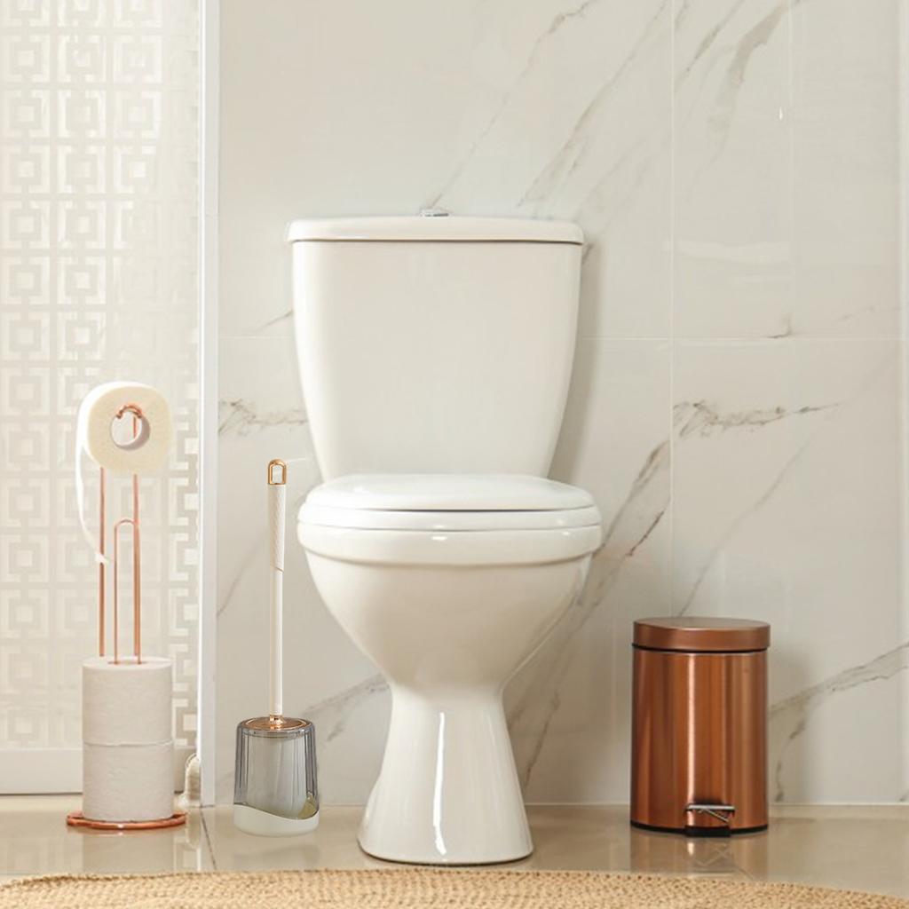 Yousheng Toilet Brush with Holder Plastic Bathroom Toilet Brushes Fine Brush Head Extended Handle Wall Mountable Toilet Bowl Brush