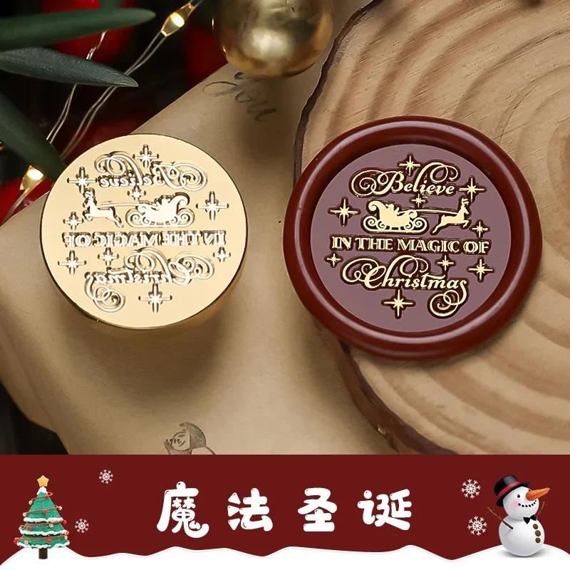 Merry Christmas Wax Stamp Retro Copper Brass Snowflake Reindeer Seal DIY Wax Sealing Stamp Envelope for Wedding Wax Seal HCZ052