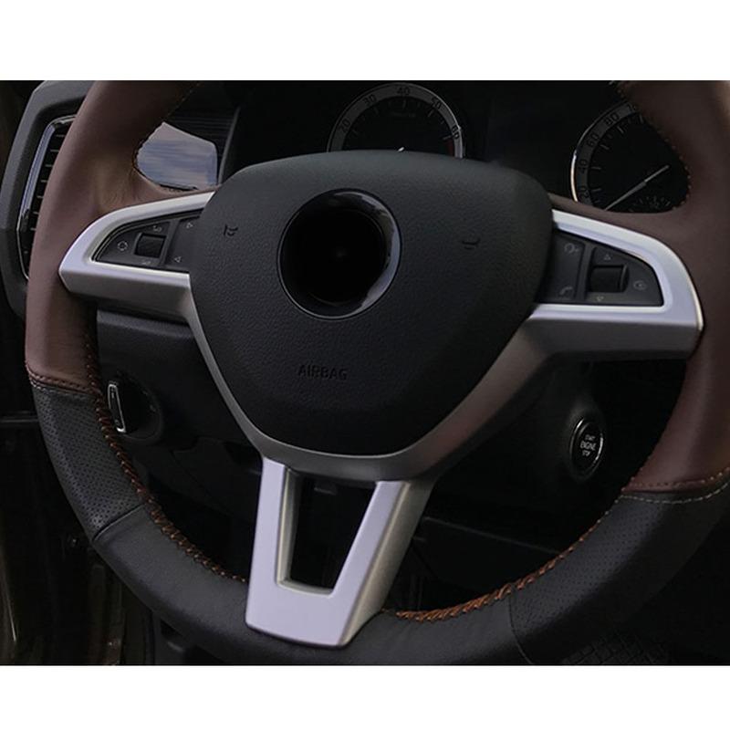 Stick Styling Cover Inner Ide For Skoda Kodiaq 2017 2018     Steering Wheel Interior Kit Switch Trim Frame