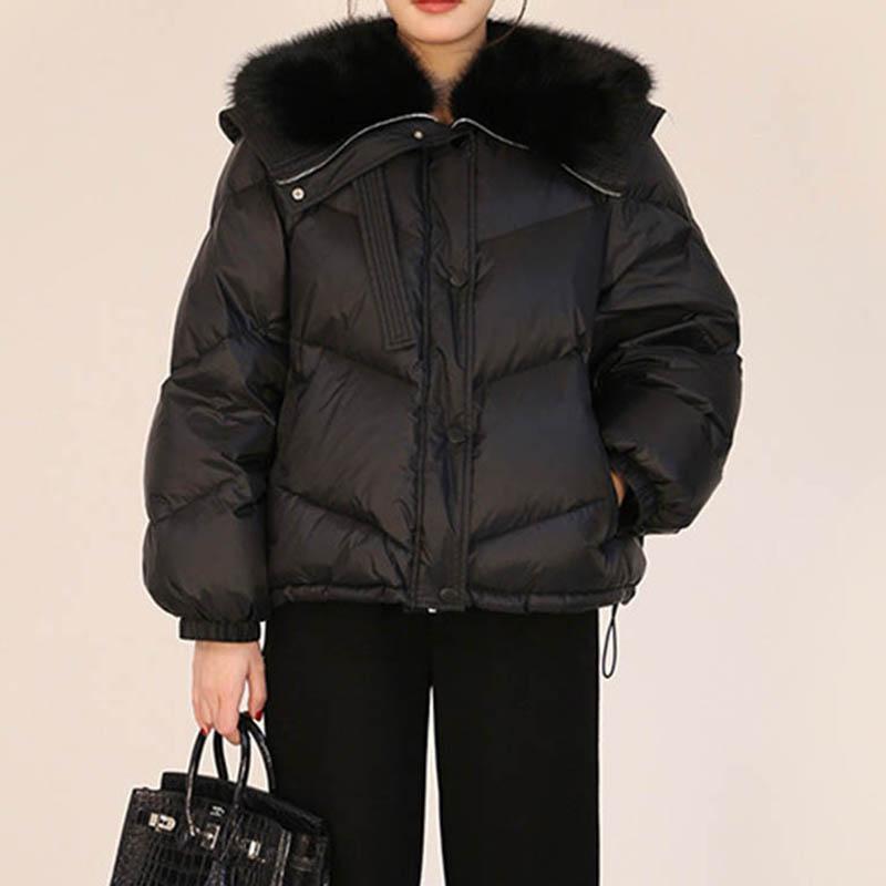 Coat for Women Thickened Plush Winter Windbreaker Oversize Waterproof Casual Zipper Down Jacket