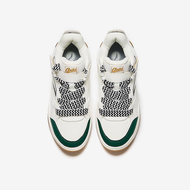 Anta Kids Fashion Versatile Non-Slip Durable Mid-Top Sneakers Men Sneakers White Green A12448004-1