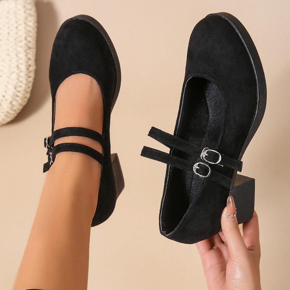Women's High Heels 2026 Ankle-wrap Chunky Heels Buckle Strap Female Shoes Office & Career Pumps Women's Shoes Plus Size 36-42