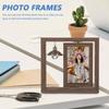 Double Sided Rotating Wood Photo Frame Unique Rotating Picture Frame Home Decoration Bedroom Desktop Photo Storage Display