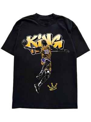 Men's T-shirt New American Summer Lakers Star King Short Sleeve Moss Basketball American Style Hip Hop Printed Cotton T-Shirt