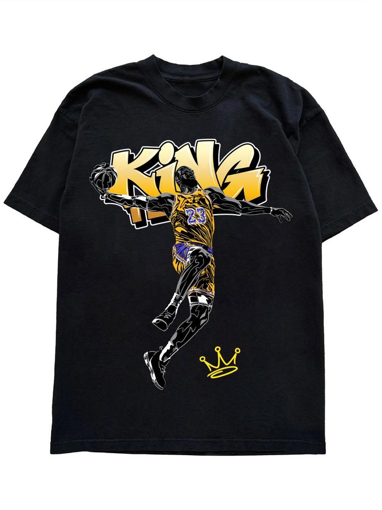 Men's T-shirt New American Summer Lakers Star King Short Sleeve Moss Basketball American Style Hip Hop Printed Cotton T-Shirt