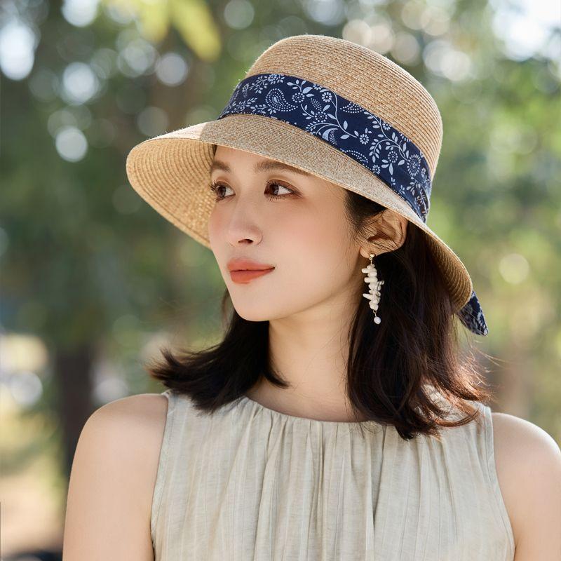 French Summer New Hat Women's Fresh Streamer Summer Breathable Sunshade Sun Protection Lafite Straw Hat