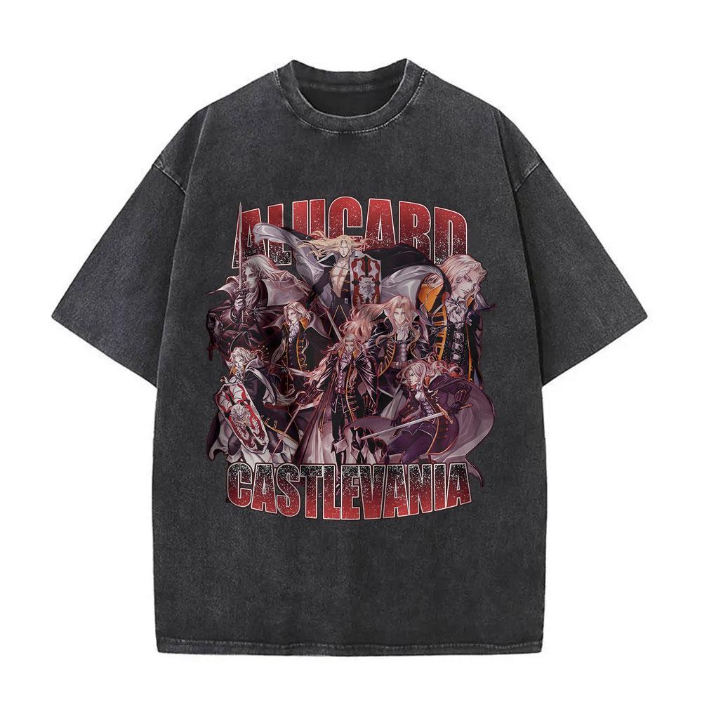 Washed Vintage Anime Hellsing Abraham Van Helsing Vampire Alucard Double Sided Print Tshirts Unisexs s Unisexga Oversized T Shirts