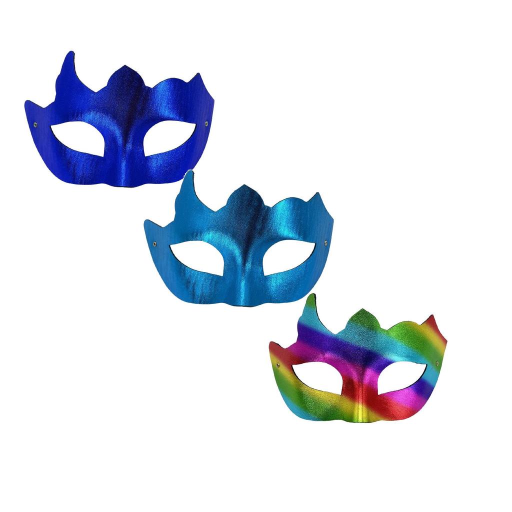 Men's Halloween Half Face with Multi Horns and Elastic - 3 Pack Assorted Colors
