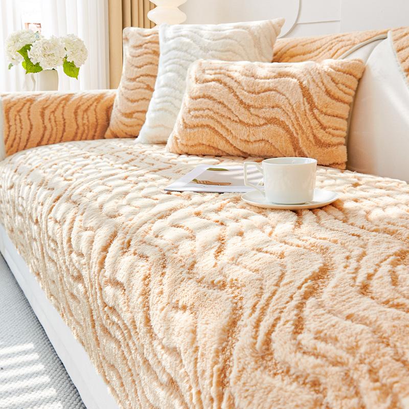 Thicken Plush Sofa Cover Comfortable Sofa Towel Slip-Proof Sofa Cover Adjustable Cushion Cover Living Room Decoration