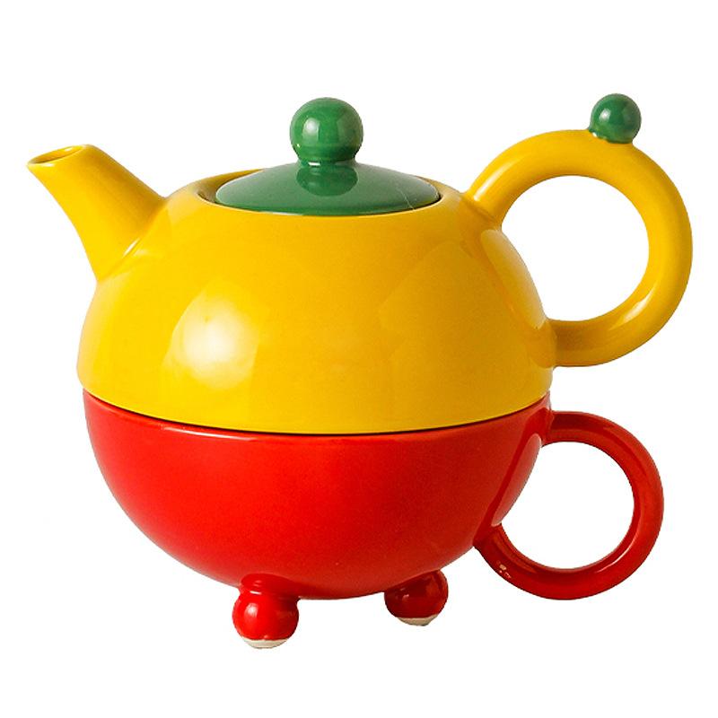 Tea for One Set Porcelain Floral Teapot Cup Cartoon Teapot and Teacup for One Water Pitcheer