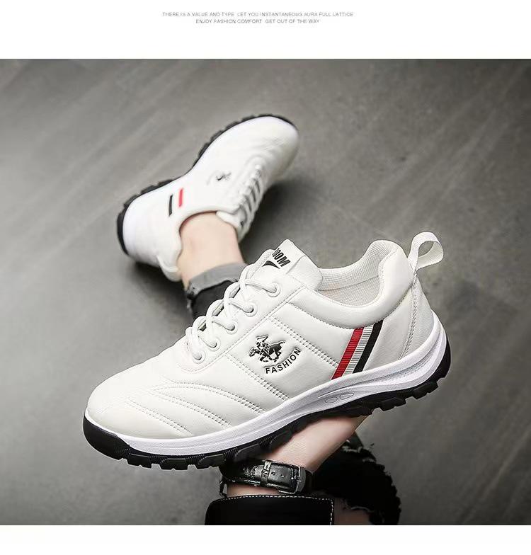 Men's Trendy Casual Sports Shoes - 2025 Autumn/Winter Korean Style White Running Shoes for Students