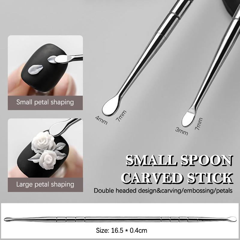 

Double-Headed Stainless Steel Nail Brush Extension Gel Removal Spatula And Glue Removal Stick All-In-One Nail Polish DippingTool