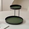 Iron Cosmetics Storage Rack Creative Simple Bathroom Shelf Double-layer with Leather Cushion Jewelry Display Plate Candy