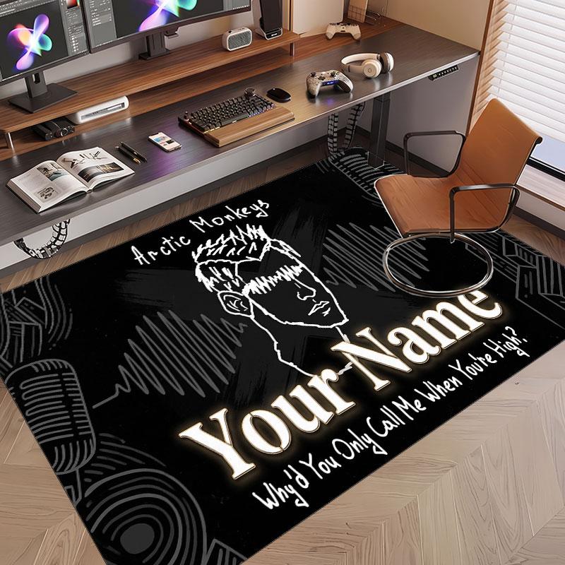 Custom Name Crystal Velvet Rug,Arctic Monkeys Comfortable Anti Slip Floor Mat For Room Decoration