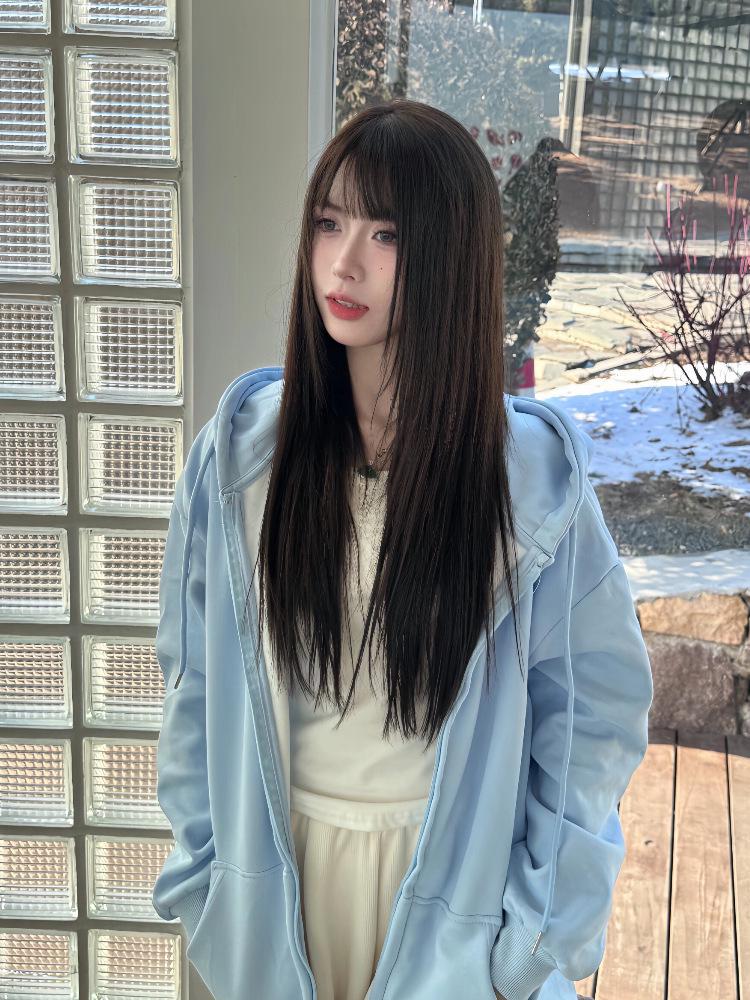 Women's Gray Hooded Cardigan Sweatshirt - Autumn 2026 Korean Style