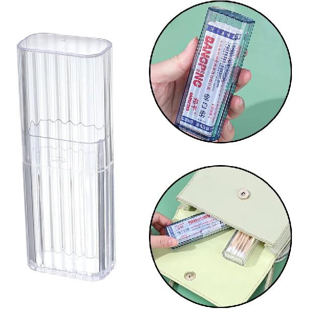 JIEDALIN 4 Pcs Cotton Swab Holder for Travel Mini Travel Swab Case Cotton Swab Box for Makeup Sponge Cotton Swabs Hair Ties Floss Cosmetics Makeup