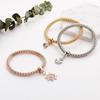 3 Pcs/Set Crystal Owl Crown Charm Bracelets&Bangles 3 Color Rose Gold Color Elephant Anchor Pendants
