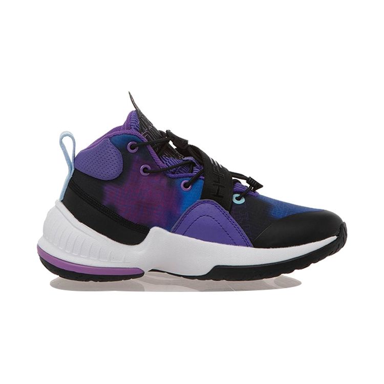 Li Ning Pioneer-Force I TD Shock Absorption Rebound Basketball Shoes Kids Sneakers Black Purple YKBR054-3