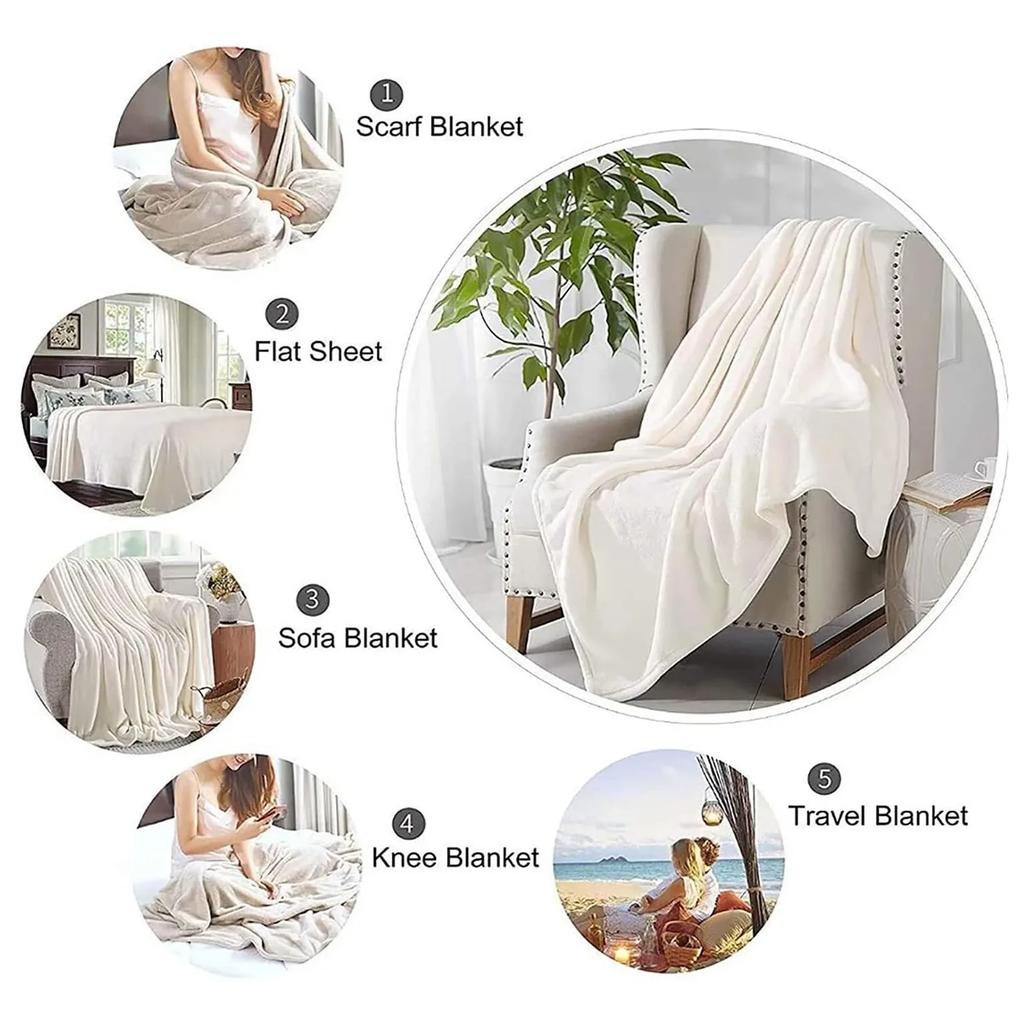 Cozy Sun Smiley Face Themed Flannel Blanket - For Sofa, Travel, Bed, Camping, Office, Decoration, Comfort and Warmth - Christmas