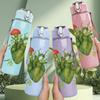 1PC Green Heart Plant Art 750ml Color Plastic Sports Water Bottle Leakproof Flip Straw Lid Suitable for Sports Office Home Use