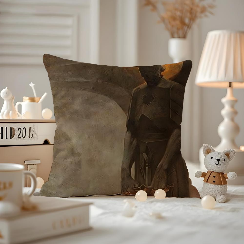 Wayne Barlowe Cushion Cover Anti-dustmite Pillowcase Invisible Zipper Silky Short Plush Sofa Cushion Cover