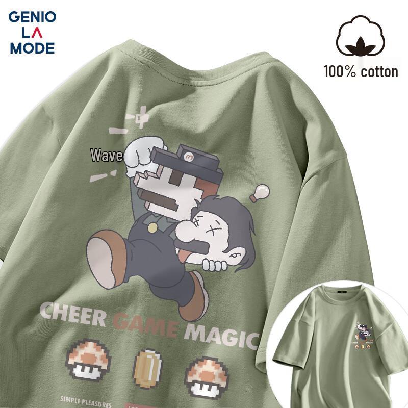 GENIOLAMODE Men's Cotton Short-Sleeve Graphic Tee