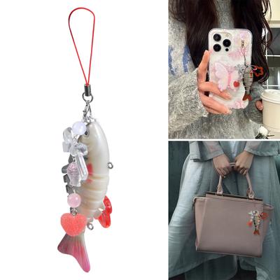 Lightweight Colorful Fish and Star Phone Holder Handmade Keychain Pendant Mobile Strap Decoration for Everyday Use
