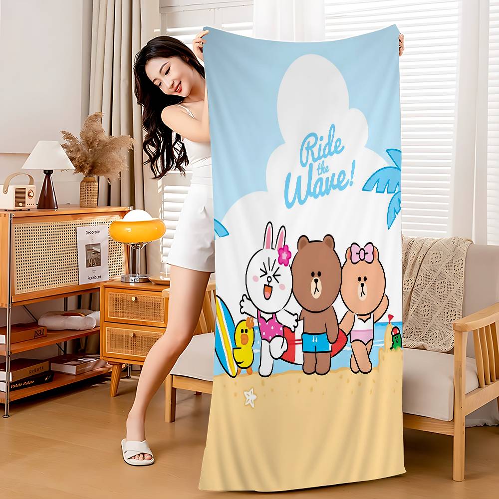 L-LINE ANIMATION FRIENDS Microfiber Printed Beach Towel Mountain Climbing Yoga Beach Swimming Running Absorbent Soft Towel