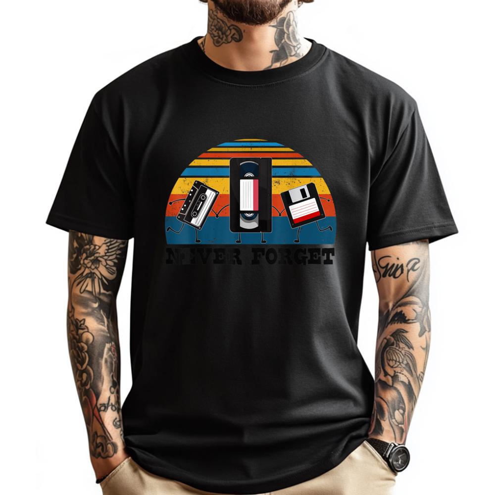 

Retro Never Forget Cassette Tape Camisetas Men s Clothing 2025 Designer Clothes Men Student Luxury T-Shirt - Men s Summer Cot... S разноцветный